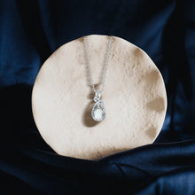 Load image into Gallery viewer, Diamonds necklaces and pear shape natural opal in 925 sterling silver