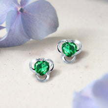 Load image into Gallery viewer, Heart Shape CR Emerald And Genuine Diamond 925 Silver Earrings