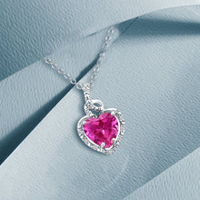 Load image into Gallery viewer, 2.15ct Pink Topaz Heart Shape Gemstone and Diamond Pendant in 14K White Gold