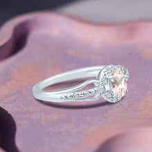 Load image into Gallery viewer, Exquisite Morganite Gemstone and Diamonds Ring in 14K White Gold