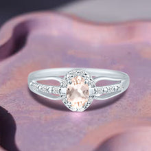 Load image into Gallery viewer, Exquisite Morganite Gemstone and Diamonds Ring in 14K White Gold