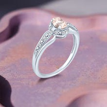 Load image into Gallery viewer, Exquisite Morganite Gemstone and Diamonds Ring in 14K White Gold