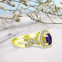 Load image into Gallery viewer, Exquisite Amethyst and Diamond Engagement Ring in 14K Yellow Gold