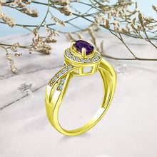 Load image into Gallery viewer, Exquisite Amethyst and Diamond Engagement Ring in 14K Yellow Gold