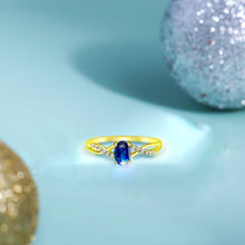 Load image into Gallery viewer, Exquisite Sapphire Gemstone and Diamonds Twisted Band Ring in 14K Yellow Gold