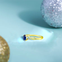 Load image into Gallery viewer, Exquisite Sapphire Gemstone and Diamonds Twisted Band Ring in 14K Yellow Gold