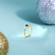 Load image into Gallery viewer, Exquisite Sapphire Gemstone and Diamonds Twisted Band Ring in 14K Yellow Gold