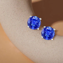 Load image into Gallery viewer, Tanzanite silver studs 5mm round shape semi-precious stone