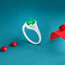 Load image into Gallery viewer, Exquisite 1.20 Carat Natural Emerald Gemstone Ring with Diamonds in 14K White Gold