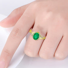 Load image into Gallery viewer, Exquisite 1.20 Carat Natural Emerald Gemstone Ring with Diamonds in 14K Yellow Gold