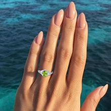 Load image into Gallery viewer, Exquisite 1.50 Carat Peridot Gemstone Ring with Diamonds in 14K White Gold