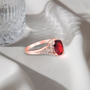 Exquisite 1.45 Carat Garnet Gemstone Ring with Diamonds in 14K Rose Gold