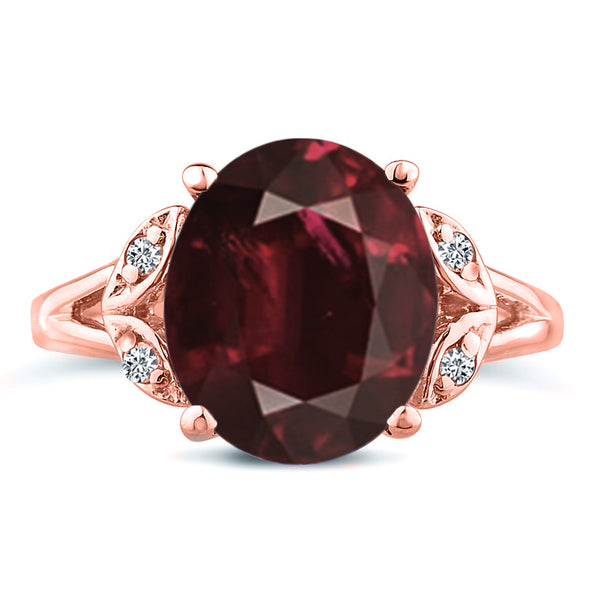 Oval cut garnet big gemstone engagement wedding ring in 14K Rose Gold