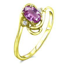 Load image into Gallery viewer, Diamond and Pink Sapphire Ring for Young Ladies in 14K Yellow Gold