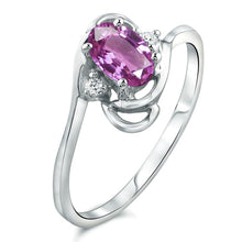 Load image into Gallery viewer, Diamond and Pink Sapphire Ring for Young Ladies in 14K White Gold