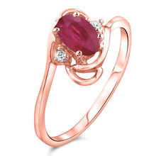 Load image into Gallery viewer, Diamond and Ruby Gemstone Ring for Young Ladies in 14K Rose Gold