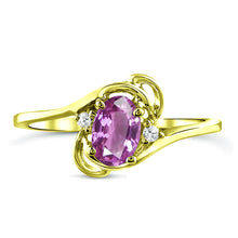 Load image into Gallery viewer, Diamond and Pink Sapphire Ring for Young Ladies in 14K Yellow Gold