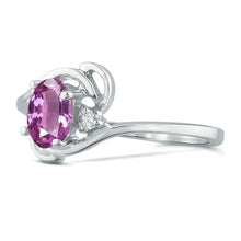 Load image into Gallery viewer, Diamond and Pink Sapphire Ring for Young Ladies in 14K White Gold