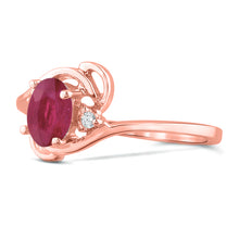 Load image into Gallery viewer, Diamond and Ruby Gemstone Ring for Young Ladies in 14K Rose Gold