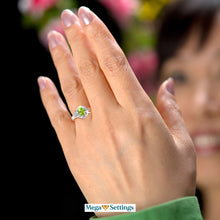 Load image into Gallery viewer, Stylish Oval Cut 7X5mm Peridot Gemstone and Diamond in 14K White Gold Ring for Any Occasion