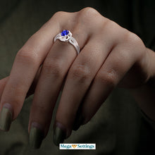 Load image into Gallery viewer, Stylish Oval Cut 7X5mm Tanzanite Gemstone and Diamond in 14K White Gold Ring for Any Occasion