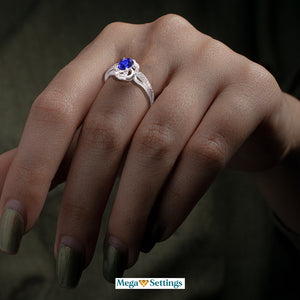 Stylish Oval Cut 7X5mm Tanzanite Gemstone and Diamond in 14K White Gold Ring for Any Occasion