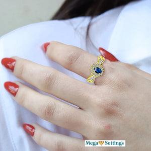 Exquisite Blue Sapphire and Diamond Engagement Ring in 14K Yellow Gold