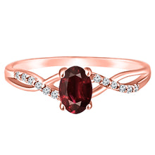 Load image into Gallery viewer, Exquisite Garnet Gemstone and Diamonds Twisted Band Ring in 14K Rose Gold