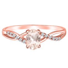 Load image into Gallery viewer, Exquisite Morganite Gemstone and Diamonds Twisted Band Ring in 14K Rose Gold