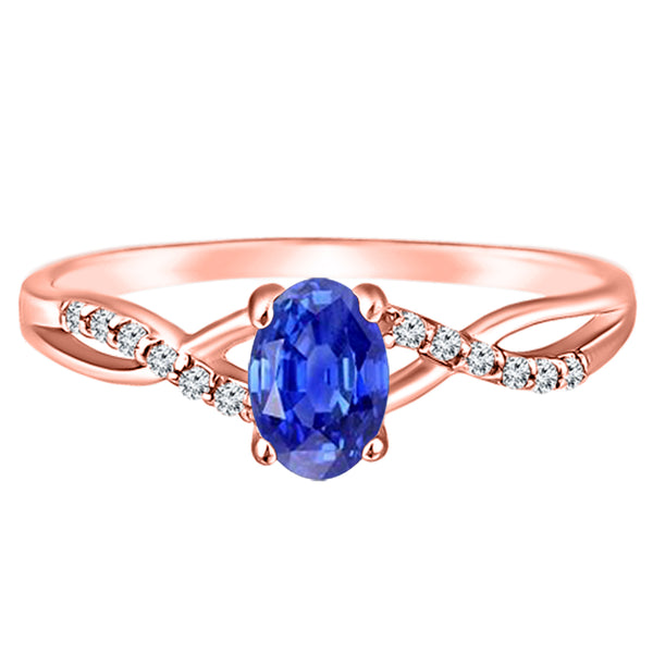 Exquisite Tanzanite Gemstone and Diamonds Twisted Band Ring in 14K Rose Gold