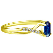 Load image into Gallery viewer, Exquisite Sapphire Gemstone and Diamonds Twisted Band Ring in 14K Yellow Gold