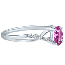 Load image into Gallery viewer, Exquisite Pink Sapphire Gemstone and Diamonds Twisted Band Ring in 14K White Gold