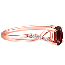 Load image into Gallery viewer, Exquisite Garnet Gemstone and Diamonds Twisted Band Ring in 14K Rose Gold