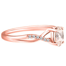 Load image into Gallery viewer, Exquisite Morganite Gemstone and Diamonds Twisted Band Ring in 14K Rose Gold