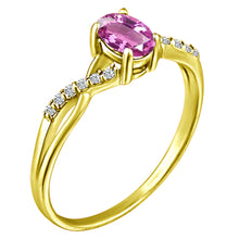 Load image into Gallery viewer, Exquisite Pink Sapphire Gemstone and Diamonds Twisted Band Ring in 14K Yellow Gold