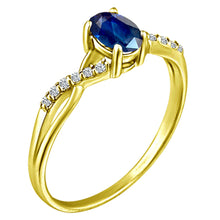 Load image into Gallery viewer, Exquisite Sapphire Gemstone and Diamonds Twisted Band Ring in 14K Yellow Gold