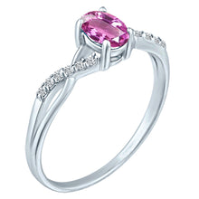 Load image into Gallery viewer, Exquisite Pink Sapphire Gemstone and Diamonds Twisted Band Ring in 14K White Gold