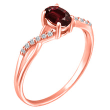 Load image into Gallery viewer, Exquisite Garnet Gemstone and Diamonds Twisted Band Ring in 14K Rose Gold