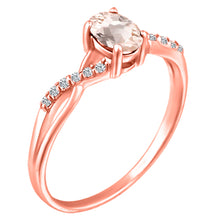 Load image into Gallery viewer, Exquisite Morganite Gemstone and Diamonds Twisted Band Ring in 14K Rose Gold