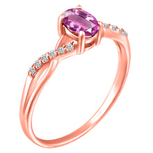 Load image into Gallery viewer, Exquisite Pink Sapphire Gemstone and Diamonds Twisted Band Ring in 14K Rose Gold