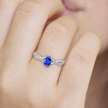 Load image into Gallery viewer, Exquisite Tanzanite Gemstone and Diamonds Twisted Band Ring in 14K White Gold