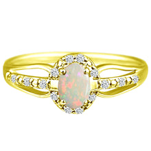 Load image into Gallery viewer, Exquisite Opal Gemstone and Diamonds Ring in 14K Yellow Gold