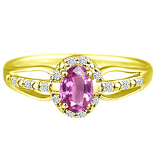 Load image into Gallery viewer, Exquisite Pink Sapphire Gemstone and Diamonds Ring in 14K Yellow Gold