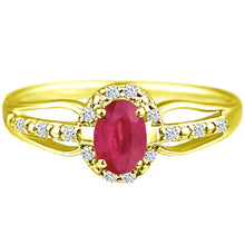 Load image into Gallery viewer, Exquisite Ruby Gemstone and Diamonds Ring in 14K Yellow Gold