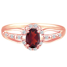 Load image into Gallery viewer, Exquisite Garnet Gemstone and Diamonds Ring in 14K Rose Gold