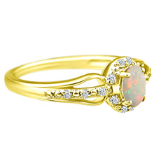 Load image into Gallery viewer, Exquisite Opal Gemstone and Diamonds Ring in 14K Yellow Gold