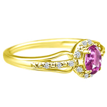 Load image into Gallery viewer, Exquisite Pink Sapphire Gemstone and Diamonds Ring in 14K Yellow Gold