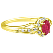 Load image into Gallery viewer, Exquisite Ruby Gemstone and Diamonds Ring in 14K Yellow Gold