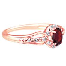 Load image into Gallery viewer, Exquisite Garnet Gemstone and Diamonds Ring in 14K Rose Gold