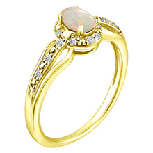 Load image into Gallery viewer, Exquisite Opal Gemstone and Diamonds Ring in 14K Yellow Gold